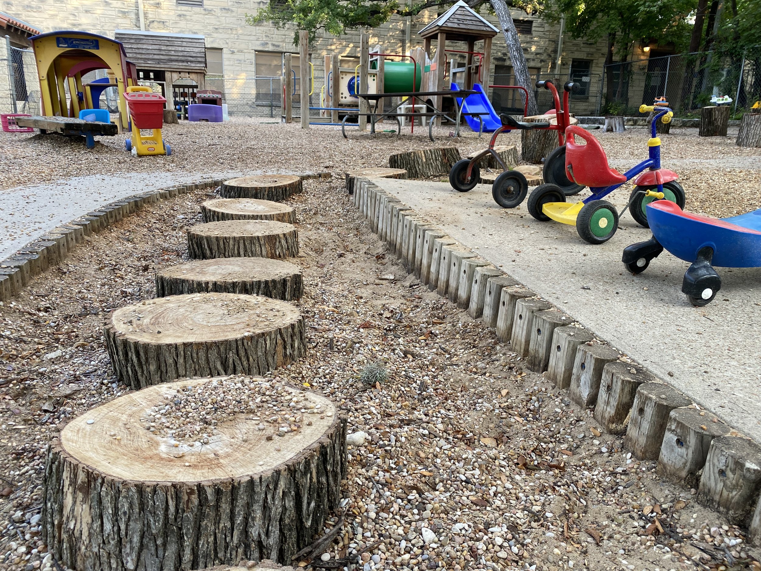 Outdoor play area at First English Lutheran Child Development Center Austin Daycare